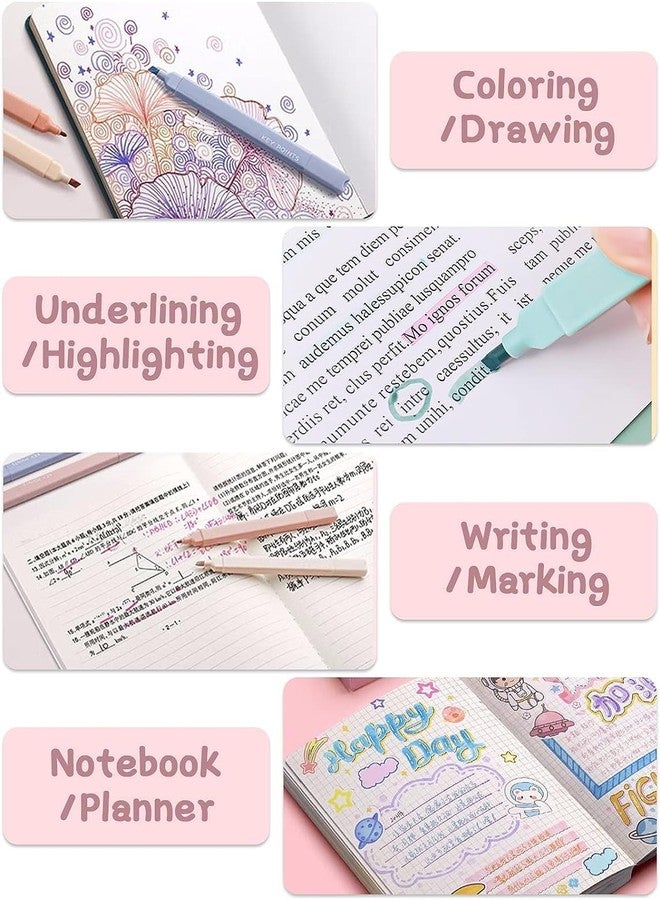 Roktry 6 Pieces Highlighters Newest 2-in-1 Highlighters Aesthetic Pastel Set for Students Hand Account Colour Painting Sketching Art Chisel Tip Highlighter Pens - Image 4